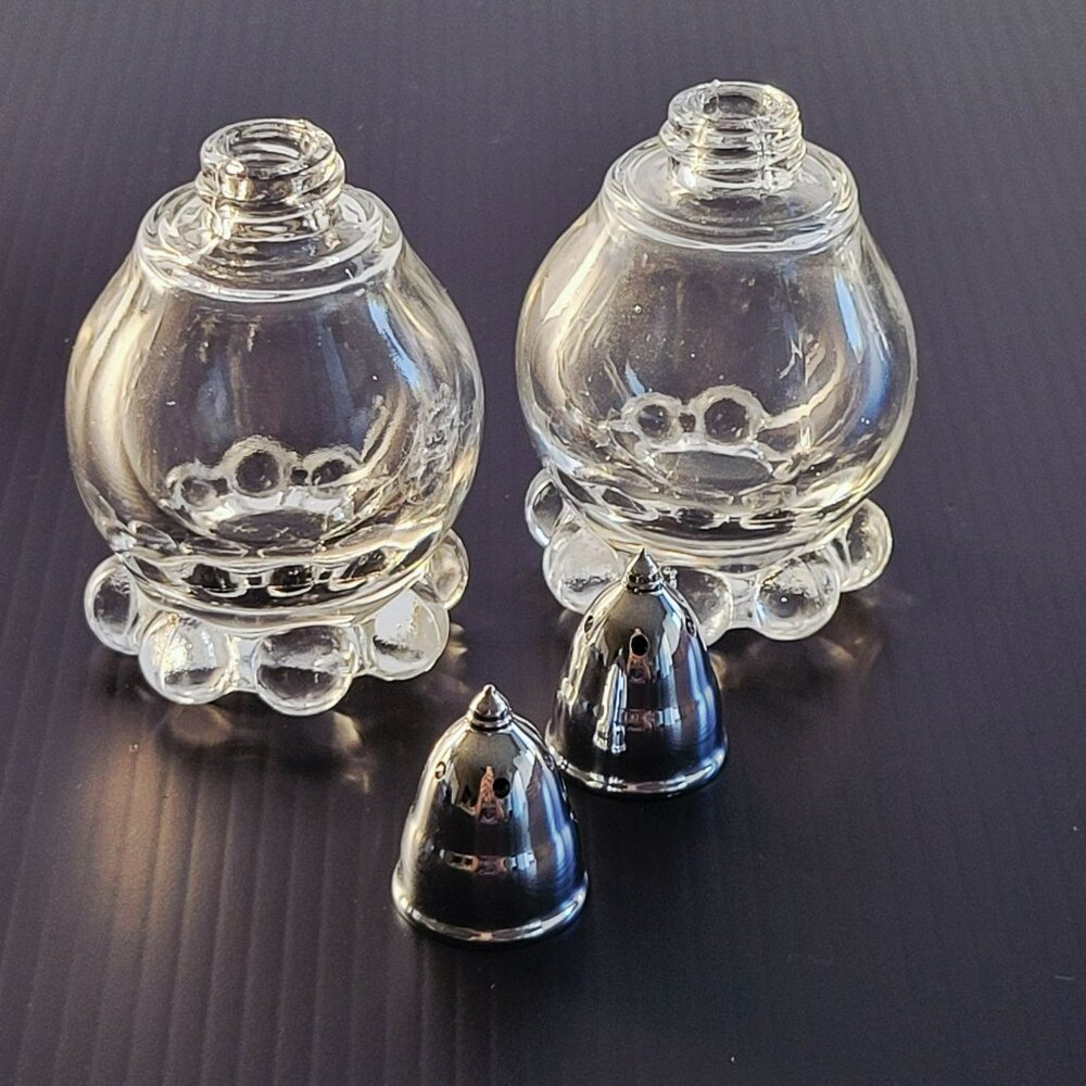 Imperial Glass Candlewick Clear Salt & Pepper Shakers, Vintage c1936-84 USA Made - Picture 5 of 6